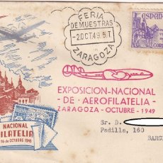 Sellos: SOBRE ALFIL ZARAGOZA 1949 - 1ª EXPOSICIÓN NACIONAL DE AEROFILATELIA / FERIA DE MUESTRAS