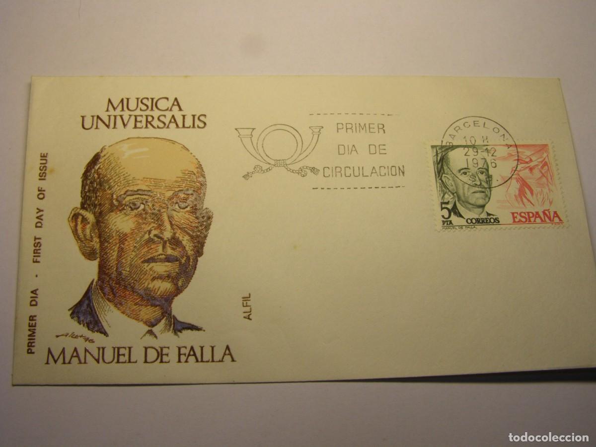 Sellos: Sobre primer dia Manuel de Falla, a&ntilde;o 1976. - Foto 1