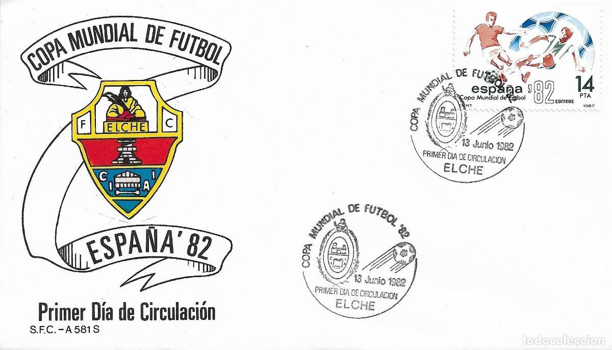 Sellos: FUTBOL 1982 COPA MUNDIAL ESPA&Ntilde;A 82 (EDIFIL 2661) EN SOBRE PRIMER DIA DEL SFC MATASELLOS ELCHE