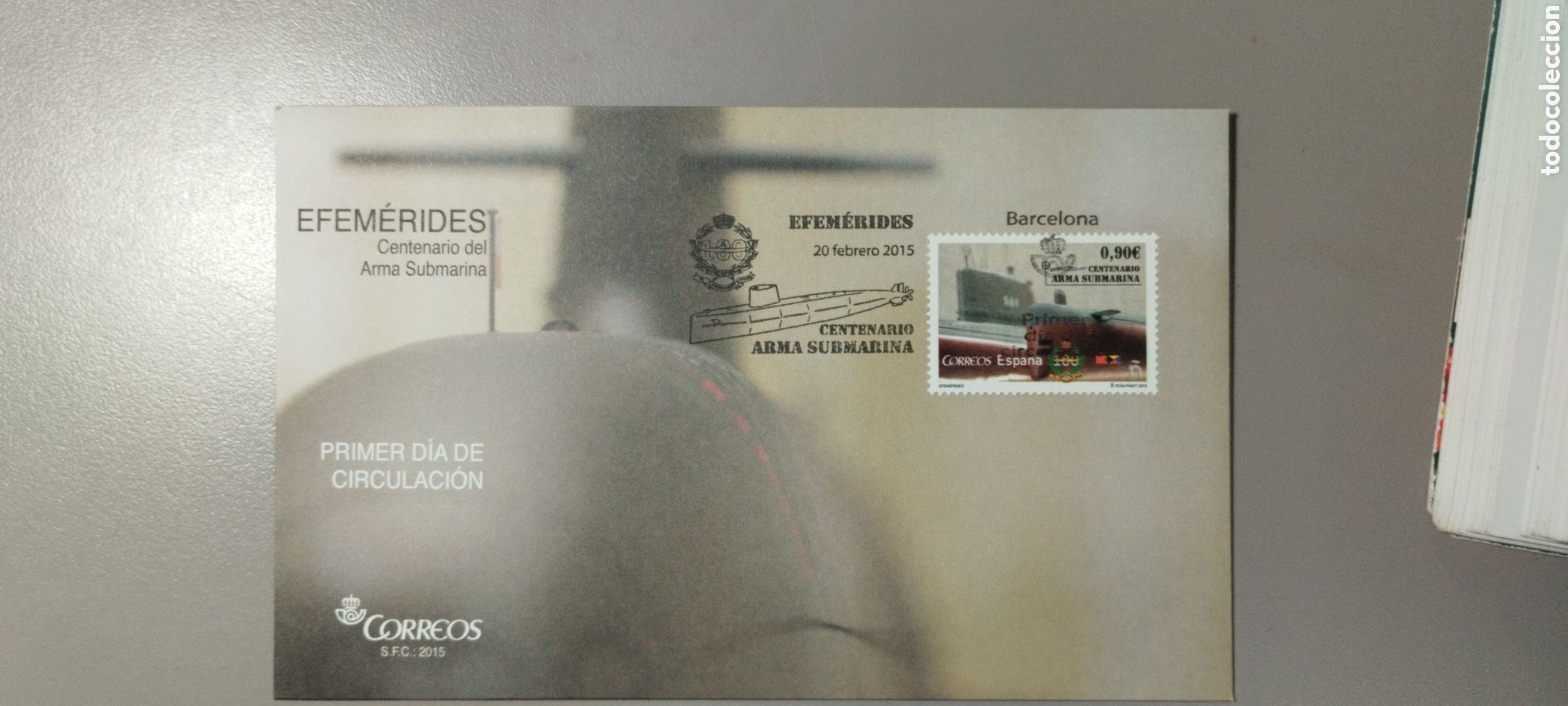 Sellos: Sobre Primer D&iacute;a A&ntilde;o 2015 Centenario del arma submarino - Foto 1
