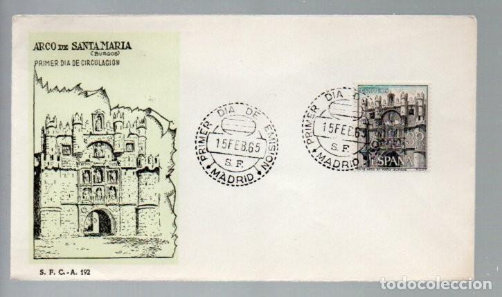 Sellos: ARCO DE SANTA MARIA (BURGOS). PRIMER DIA DE CIRCULACI&Oacute;N. 15 FEBRERO 65