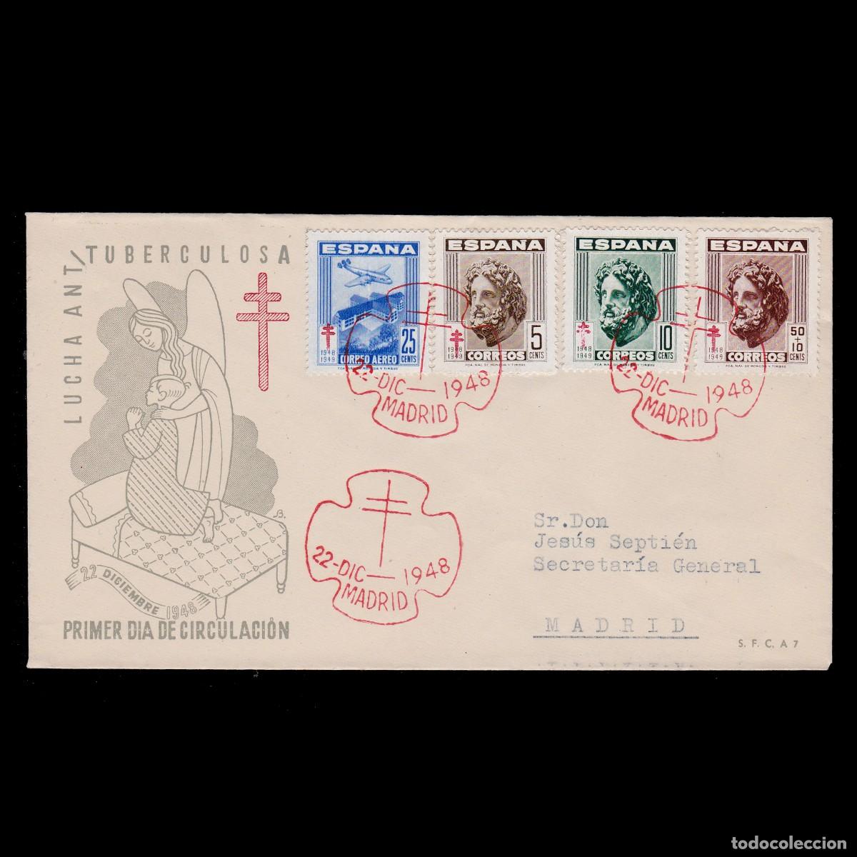 Selos: Espa&ntilde;a.1&ordm; D&iacute;a Circulaci&oacute;n.1948.Pro Tuberculosos.Edifil 1040-1043