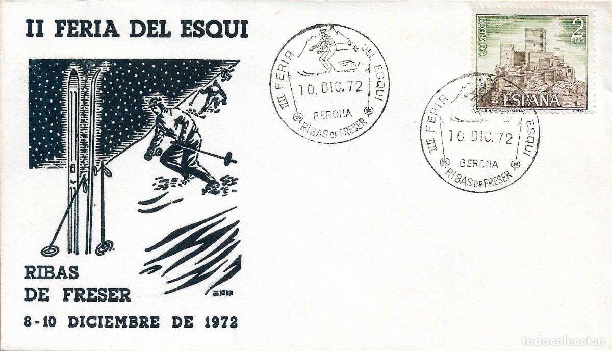Sellos: II FERIA DEL ESQUI, RIBAS DE FRESER (GERONA) 1972. RARO MATASELLOS EN SOBRE SIN CIRCULAR DE ALFIL