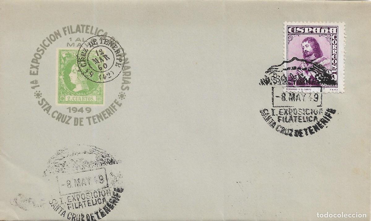 Sellos: I EXPOSICION FILATELICA SANTA CRUZ TENERIFE (CANARIAS) 8 MAYO 1949. MATASELLOS ENVUELTA SIN CIRCULAR