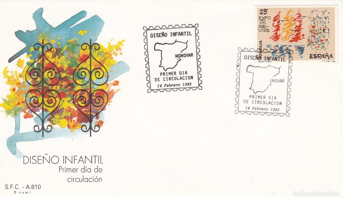 Sellos: SPD PRIMER D&Iacute;A DISE&Ntilde;O INFANTIL MONOVAR -1992 - Foto 1