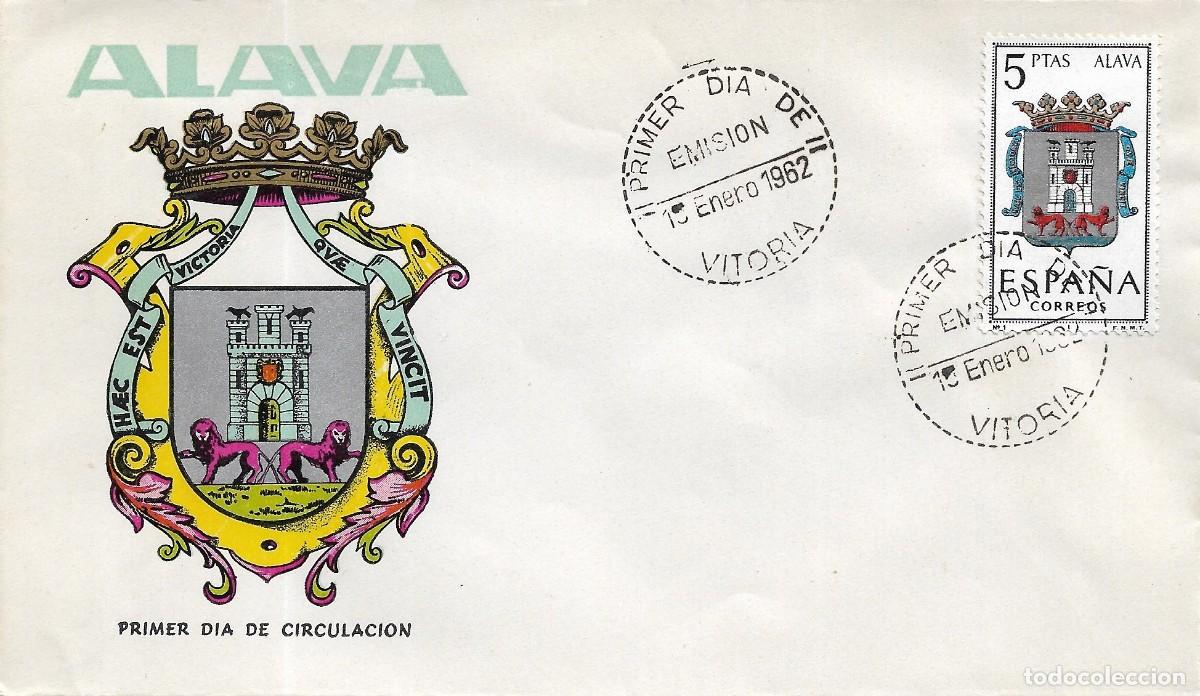 Selos: ESCUDO DE ALAVA 1962 MATASELLOS PROVINCIA (EDIFIL 1406) EN SOBRE PRIMER DIA BONITA ILUSTRACION RARO