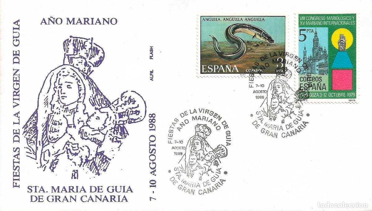 Selos: FIESTAS DE LA VIRGEN DE GUIA A&Ntilde;O MARIANO, SANTA MARIA DE GUIA (CANARIAS) 1988. RARO MATASELLOS SOBRE