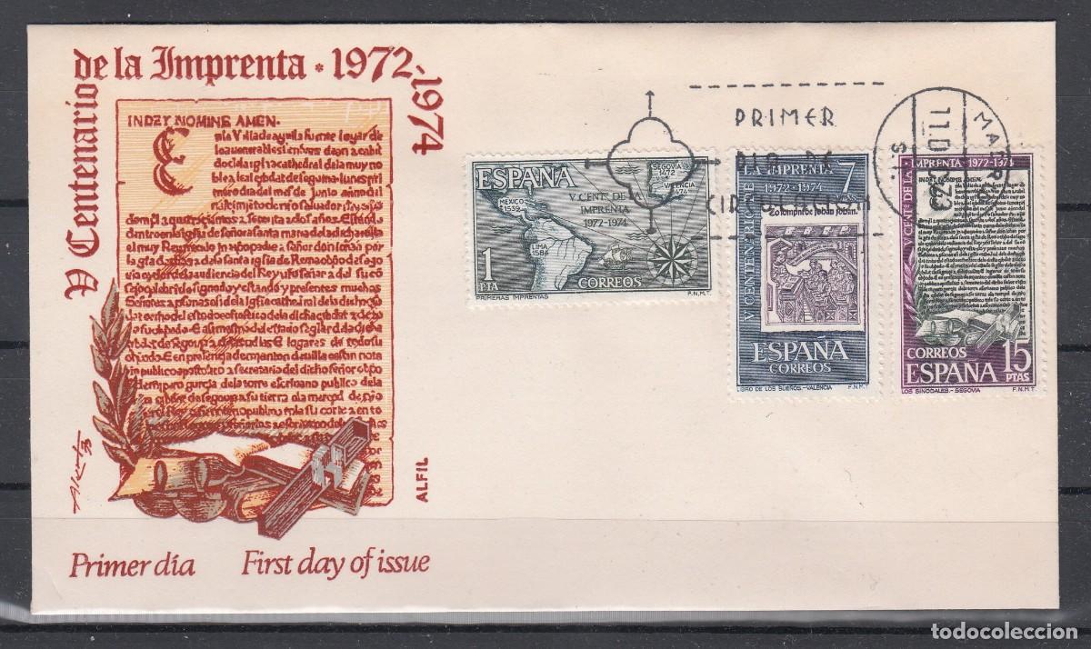 Sellos: ESPA&Ntilde;A 1973 - IV CENTENARIO DE LA IMPRENTA EN SPD - Foto 1