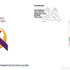 Sellos: ESPAÑA 2022 - EDIFIL 5626 - EFEMÉRIDES CENTENARIO DEL PARTIDO COMUNISTA DE ESPAÑA - SOBRE PRIMER DÍA