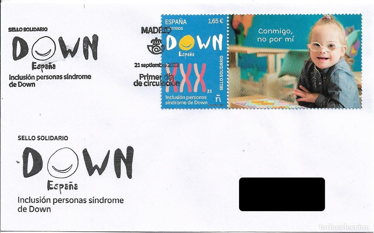 Sellos: ESPA&Ntilde;A. SOBRE PRIMER DIA. SINDROME DE DOWN. 2023 - Foto 1