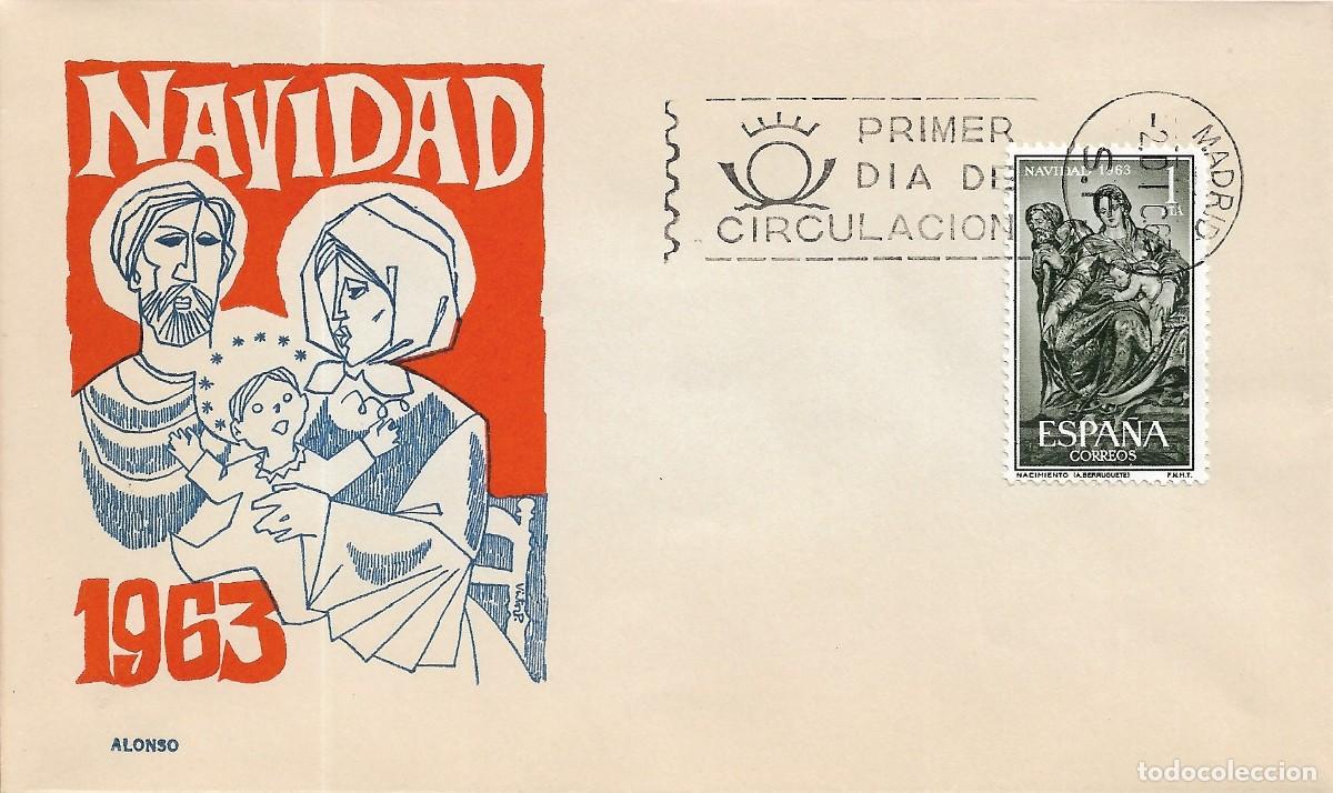 Sellos: NAVIDAD 1963 NACIMIENTO BERRUGUETE (EDIFIL 1535) EN SOBRE PRIMER DIA DE ALONSO RELIGION RARO ASI