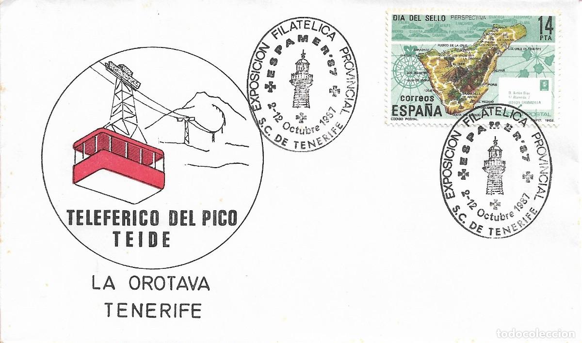 Sellos: ESPAMER 87 EXP FILATELICA PROVINCIAL SANTA CRUZ TENERIFE (CANARIAS) 1987 MATASELLOS SOBRE TEIDE RARO