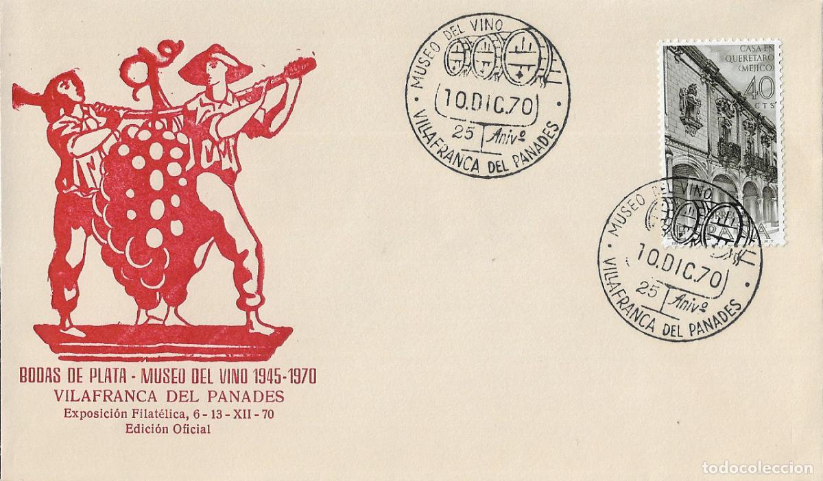 Briefmarken: MUSEO VINO 25 ANIVER, VILLAFRANCA DEL PANADES (BARCELONA) 10 DICIEMBRE 1970 MATASELLOS SOBRE EO ROJO