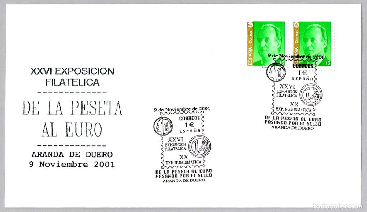 Timbres: Matasellos DE LA PESETA AL EURO. Aranda de Duero, Burgos, 2001