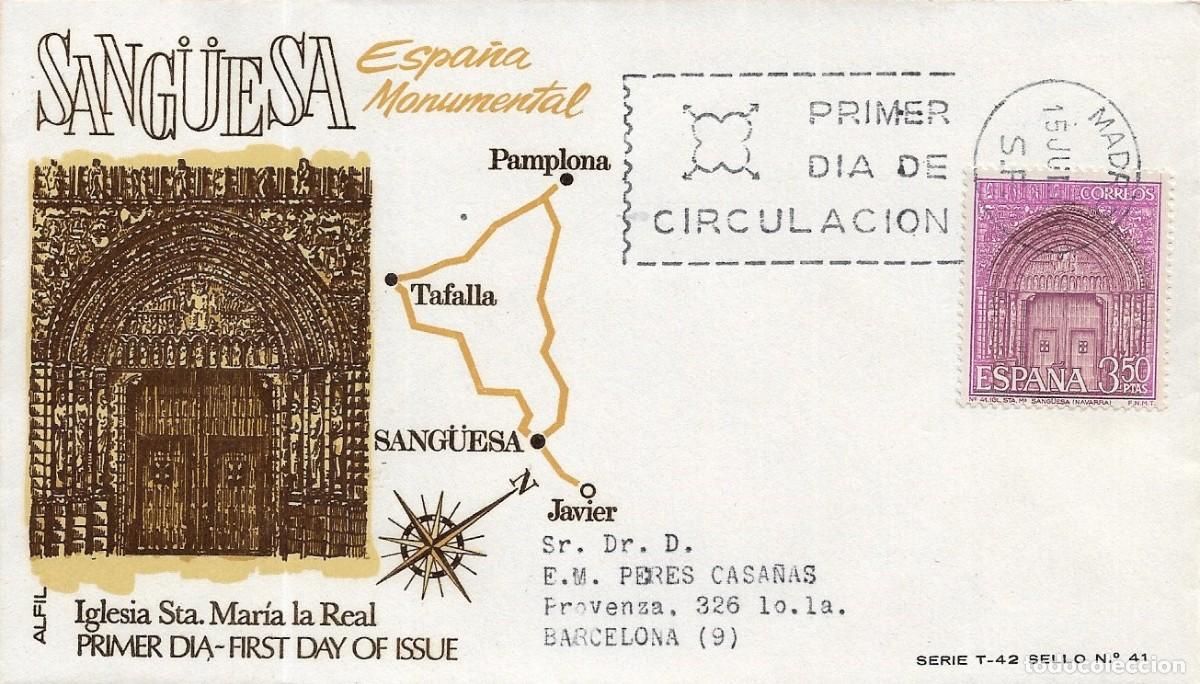 Francobolli: IGLESIA DE SANTA MARIA SANG&Uuml;ESA NAVARRA SERIE TURISTICA 1968 (EDIFIL 1879) SPD CIRCULADO ALFIL RARO