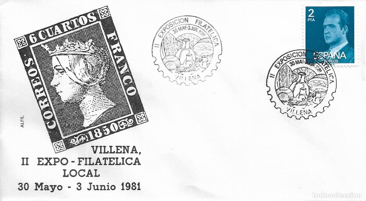 Stamps: II EXPOSICION FILATELICA LOCAL, VILLENA (ALICANTE) 1981. RARO MATASELLOS EN SOBRE DE ALFIL