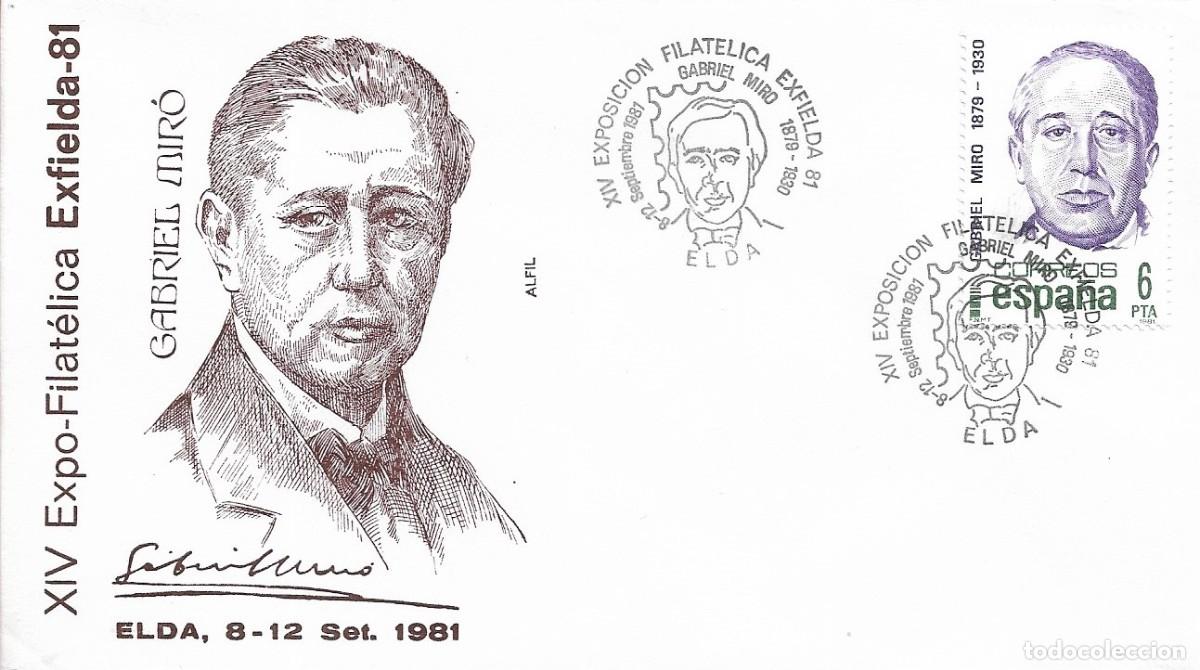 Stamps: GABRIEL MIRO XIV EXPOSICION EXFIELDA, ELDA (ALICANTE) 1981. MATASELLOS EN SOBRE ALFIL RARO FRANQUEO