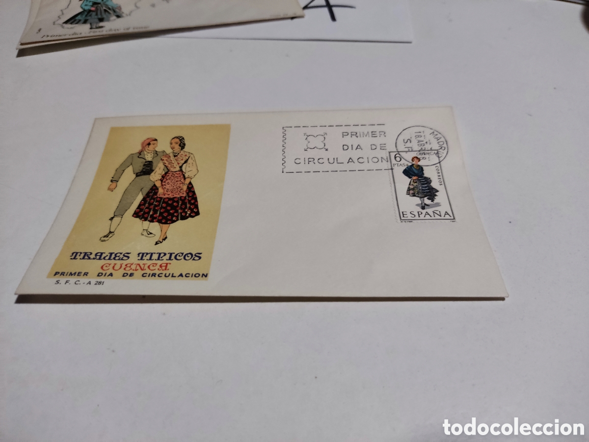 Sellos: Sobre primer d&iacute;a de circulaci&oacute;n trajes t&iacute;picos de Cuenca - Foto 1