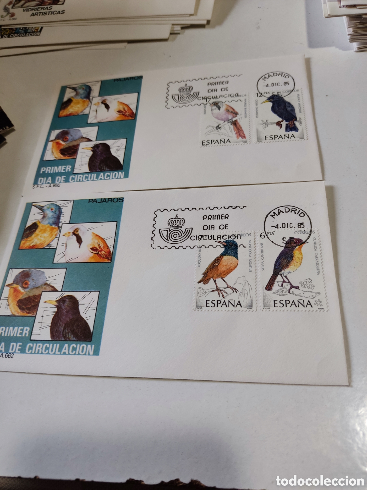Sellos: Sobres primer d&iacute;a de circulaci&oacute;n pajaros - Foto 1