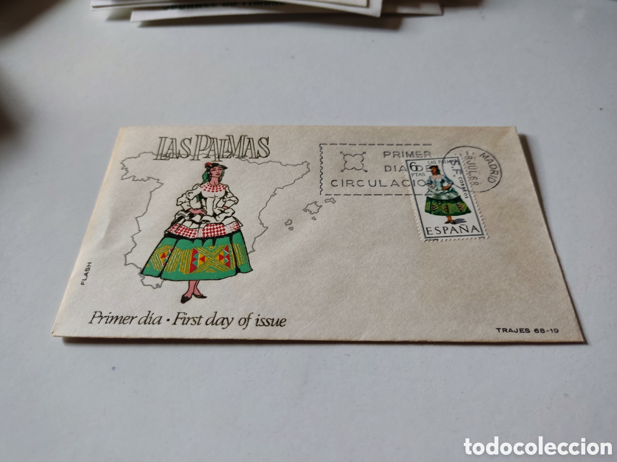 Sellos: Sobre primer d&iacute;a de circulaci&oacute;n las Palmas - Foto 1