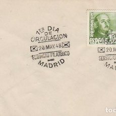 Sellos: EDIFIL 1021, GENERAL FRANCO, PRIMER DIA DE 20-5-1948