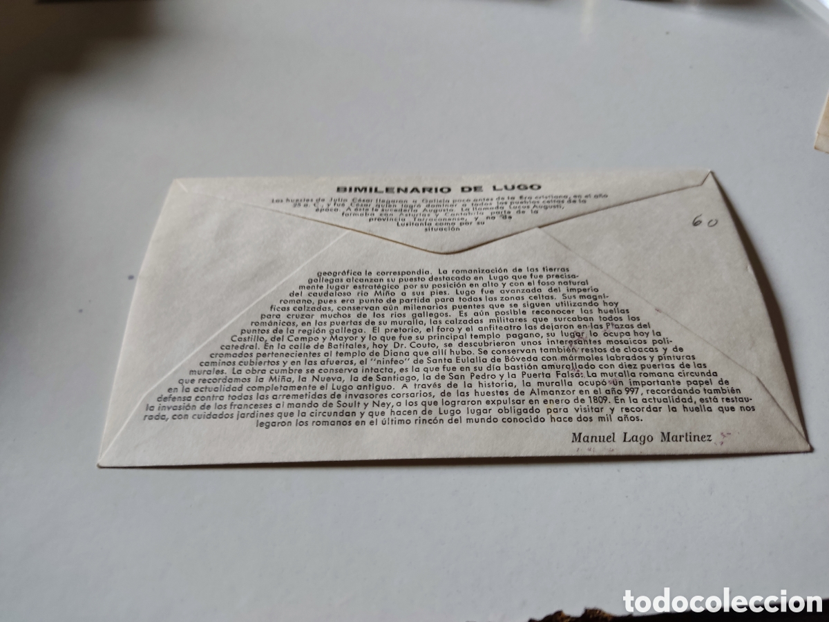 Sellos: Sobre primer d&iacute;a de circulaci&oacute;n bimilenario de Lugo - Foto 2