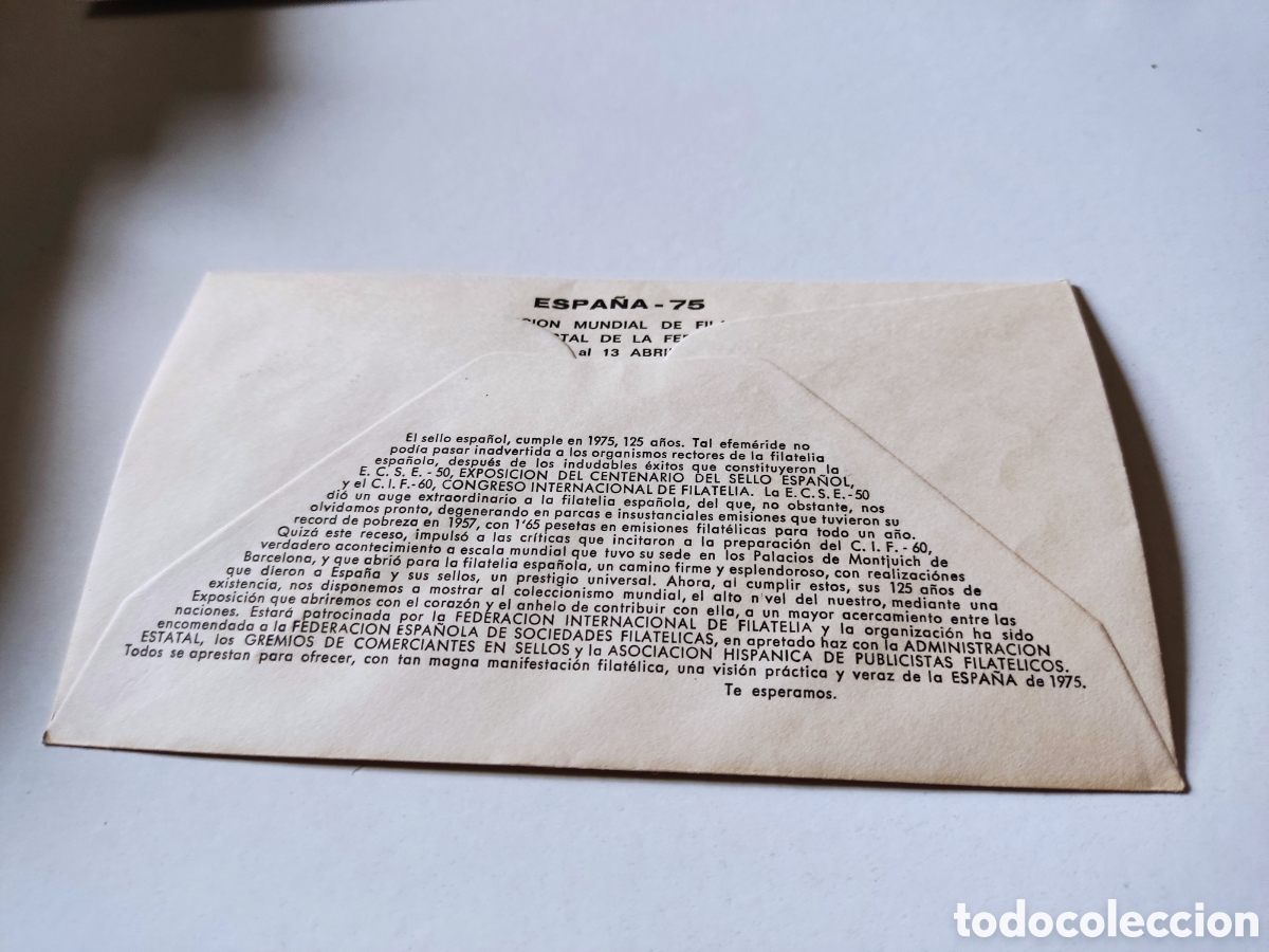 Sellos: Sobre primer d&iacute;a de circulaci&oacute;n Espa&ntilde;a 75 - Foto 2