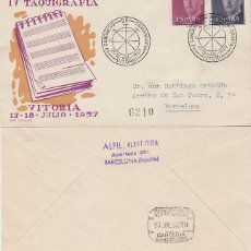 Sellos: AÑO 1957, CONGRESO DE TAQUIGRAFIA EN VITORIA, SOBRE DE ALFIL CIRCULADO