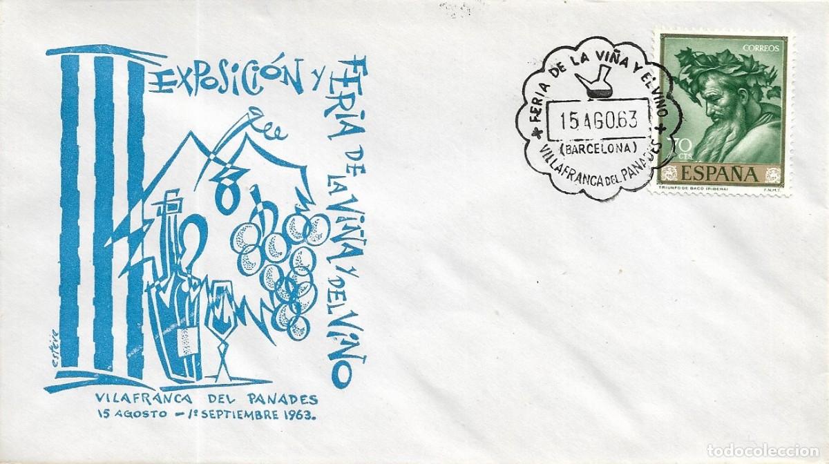 Briefmarken: VINO III EXPOSICION FERIA DE LA VI&Ntilde;A VILLAFRANCA PANADES (BARCELONA) 1963 MATASELLOS RARO SOBRE AZUL