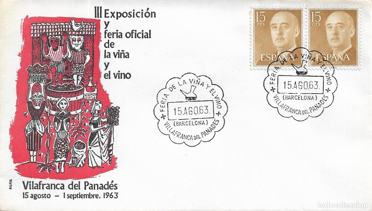 Sellos: VINO FERIA VI&Ntilde;A, VILLAFRANCA PANADES (BARCELONA) 15 AGOSTO 1963. MATASELLOS SOBRE SIN CIRCULAR ALFIL