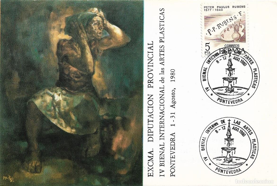 Briefmarken: PINTURA ANTON RIVAS BRIONES TARJETA MATASELLOS BIENAL ARTES PLASTICAS PONTEVEDRA 1980 RARO VER DORSO