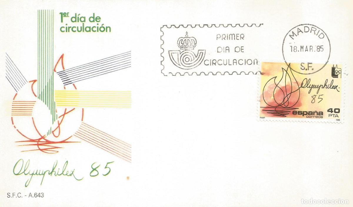 Sellos: ESPA&Ntilde;A SPD FDC OLYMPHILEX 1985 - Foto 1