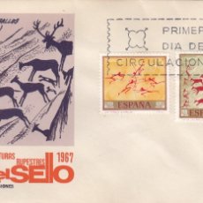 Sellos: SOBRE: 1967 MADRID. DIA DEL SELLO - PINTURAS RUPESTRES / CUEVA DE LOS CABALLOS