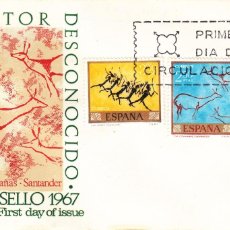 Sellos: SOBRE: 1967 MADRID. DIA DEL SELLO - HOMENAJE AL PINTOR DESCONOCIDO / CUEVA COVALANAS