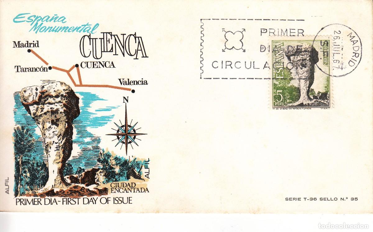 Sellos: SOBRE: 1967 MADRID. ESPA&Ntilde;A MONUMENTAL - CUENCA - Foto 1