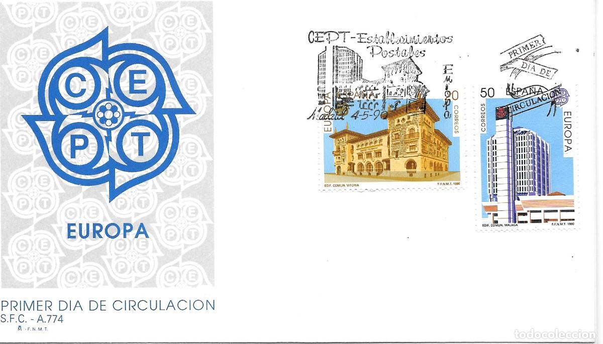 Sellos: EDIFIL 3058 Y 3059 SPD EUROPA CEPT ESTABLECIMIENTOS POSTALES 1990 2 VALORES