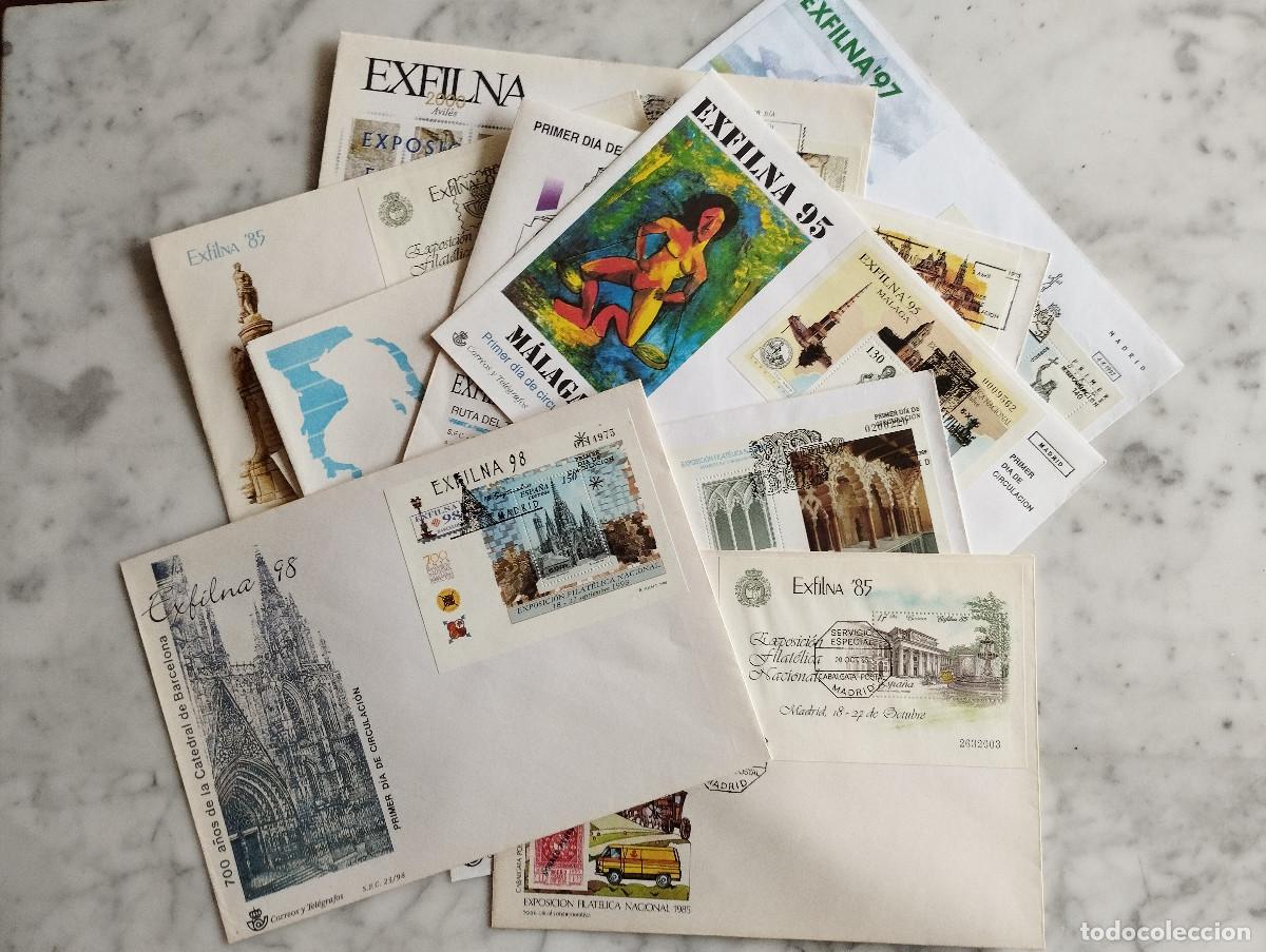 Sellos: 10 sobres 1&ordm; dia de circulaci&oacute;n exfilina a&ntilde;o 85-86-88-93-95-97-98-99-2000