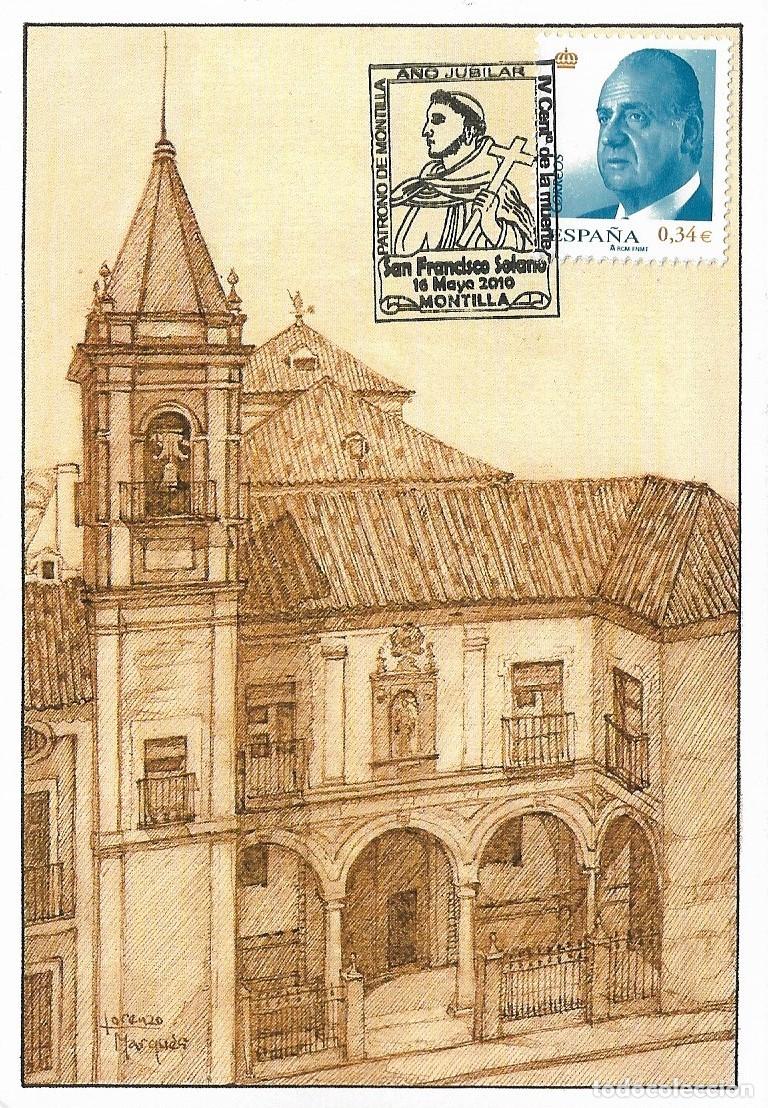 Sellos: SAN FRANCISCO SOLANO A&Ntilde;O JUBILAR IV CENT PATRONO MONTILLA (CORDOBA) 2010 MATASELLOS TARJETA RARO ASI