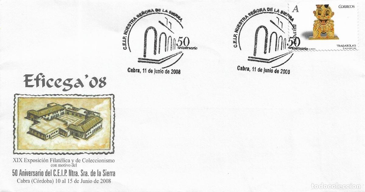 Sellos: EDUCACION CEIP NTRA SRA DE LA SIERRA 50 ANIV. EXFICEGA, CABRA (CORDOBA) 2008. MATASELLOS RARO SOBRE