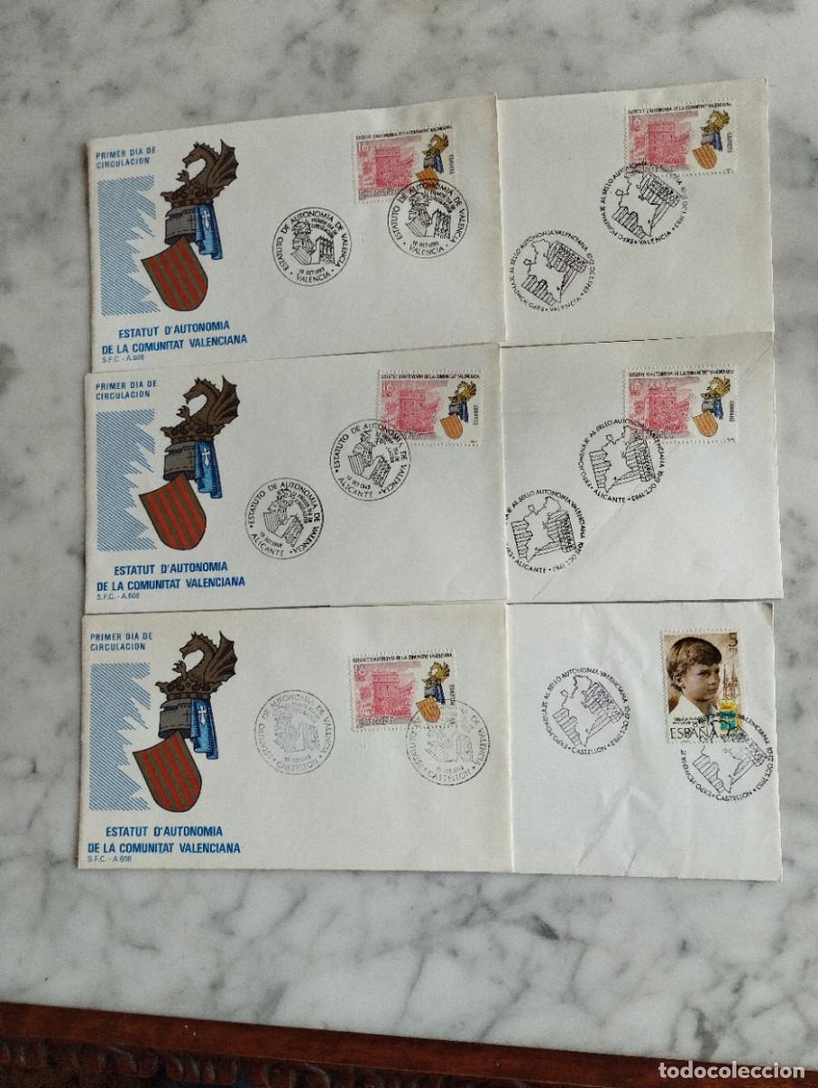 Briefmarken: 6 sobres 1&ordm; dia de circulaci&oacute;n - estatut d'autonomia de la comunitet valenciana,