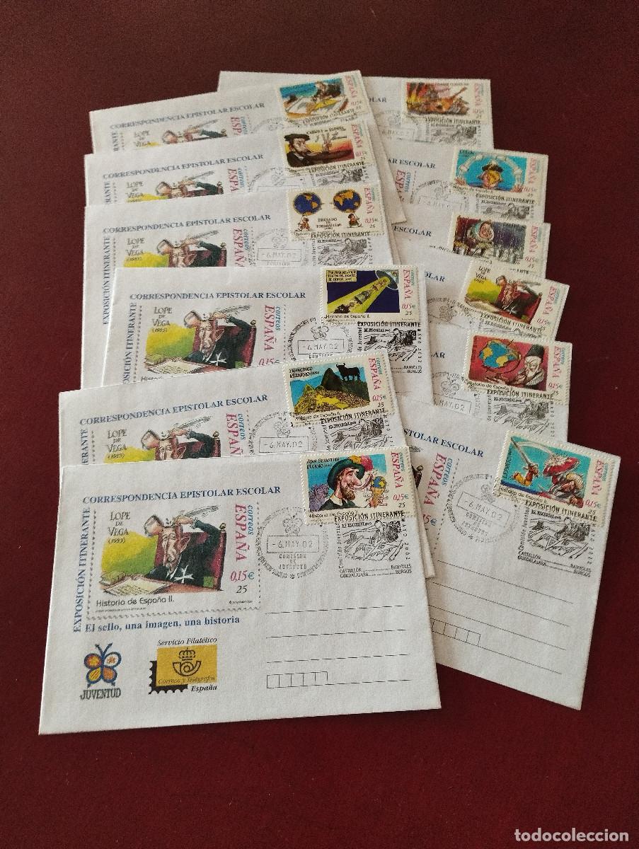 Sellos: 12 sobres correspondencia epistolar escolar , el sello una imagen ,una historia.