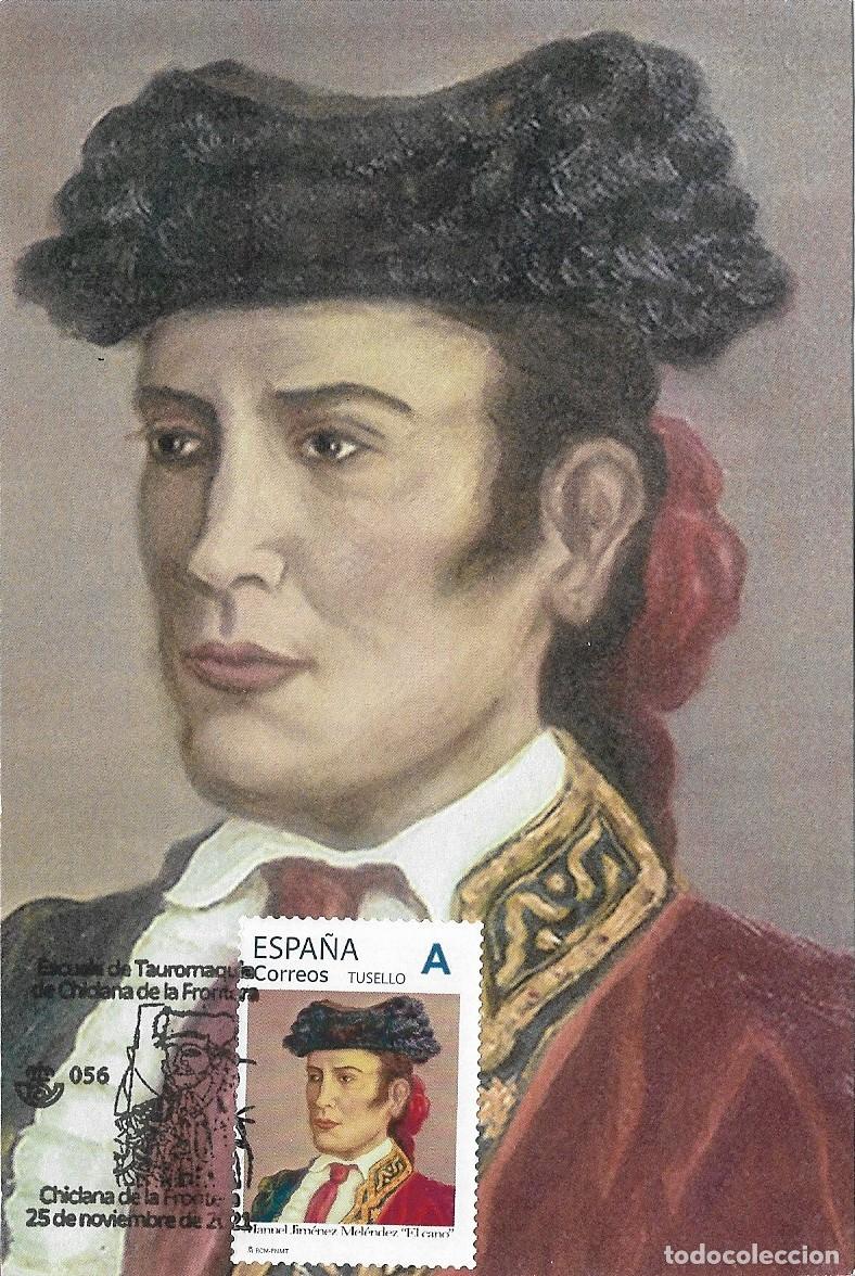 Sellos: RARO TU SELLO TOROS MANUEL JIMENEZ EL CANO ESCUELA TAUROMAQUIA CHICLANA FRONTERA (CADIZ 2021 TARJETA