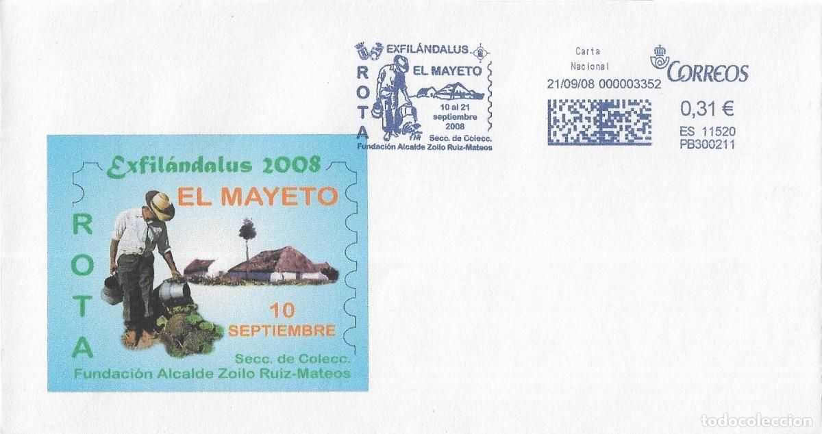 Sellos: RARO FRANQUEO MECANICO EL MAYETO EXFILANDALUS FUNDACION ALCALDE ROTA (CADIZ) 2008 EN SOBRE ILUSTRADO