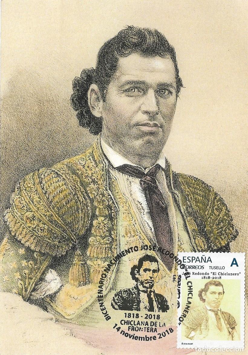 Sellos: RARO TU SELLO TOROS TAUROMAQUIA JOSE REDONDO EL CHICLANERO BICENTENARIO CHICLANA (CADIZ 2018 TARJETA