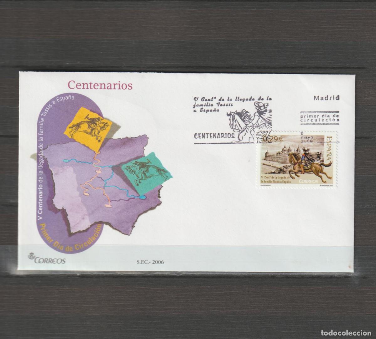 Sellos: ESPA&Ntilde;A. SOBRE PRIMER D&Iacute;A SPD 4237. A&Ntilde;O 2006. CENTENARIOS. - Foto 1