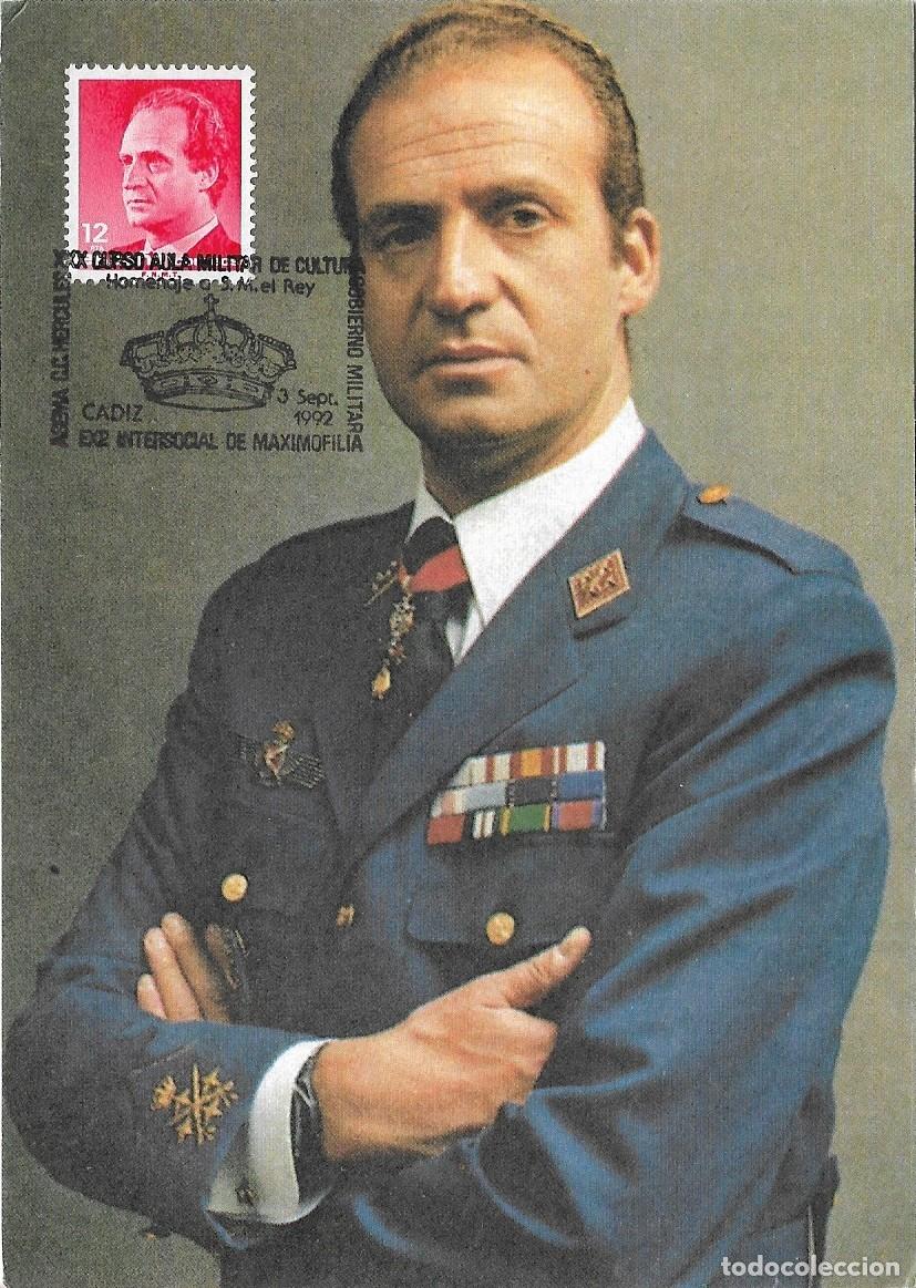 Sellos: HOMENAJE A SM EL REY JUAN CARLOS I MAXIMOFILIA ASEMA, CADIZ 1992 RARO MATASELLOS EN TARJETA MODELO 1