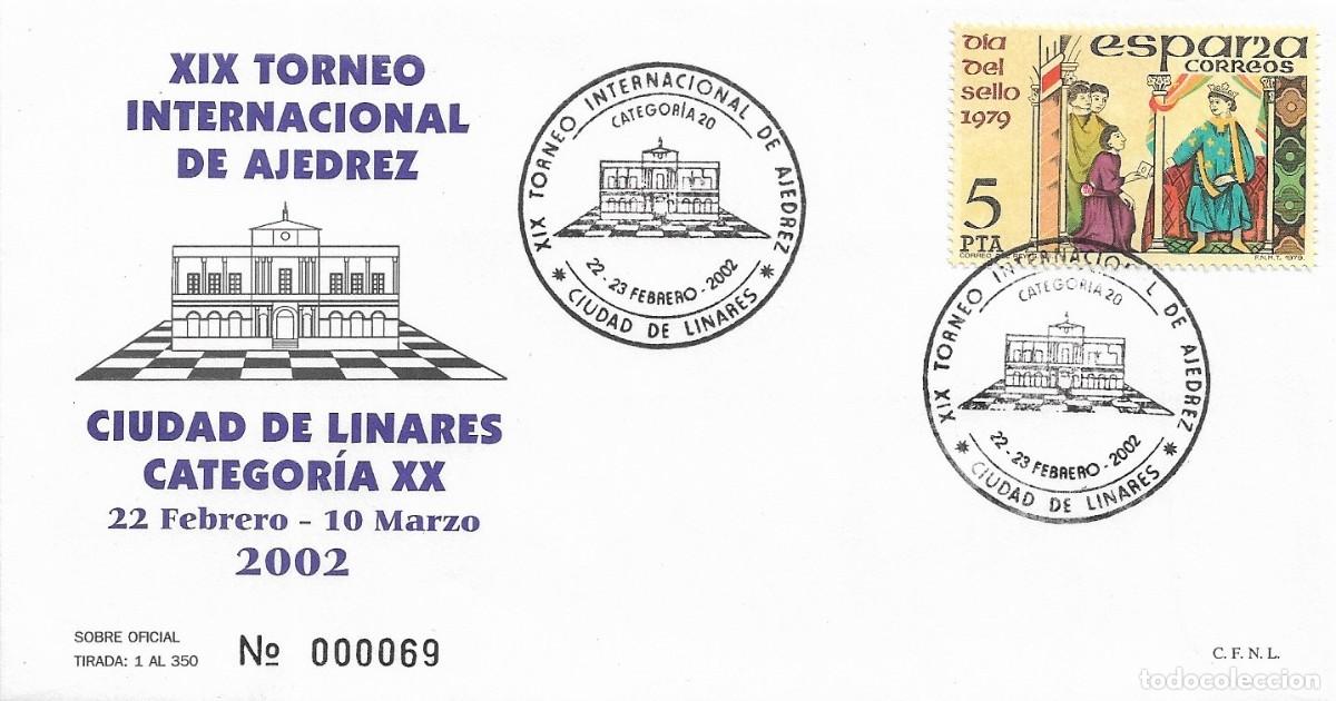 Stamps: AJEDREZ XIX TORNEO CATEGORIA 20 CIUDAD DE LINARES (JAEN) 2002 MATASELLOS RARO SOBRE CORTA TIRADA 350