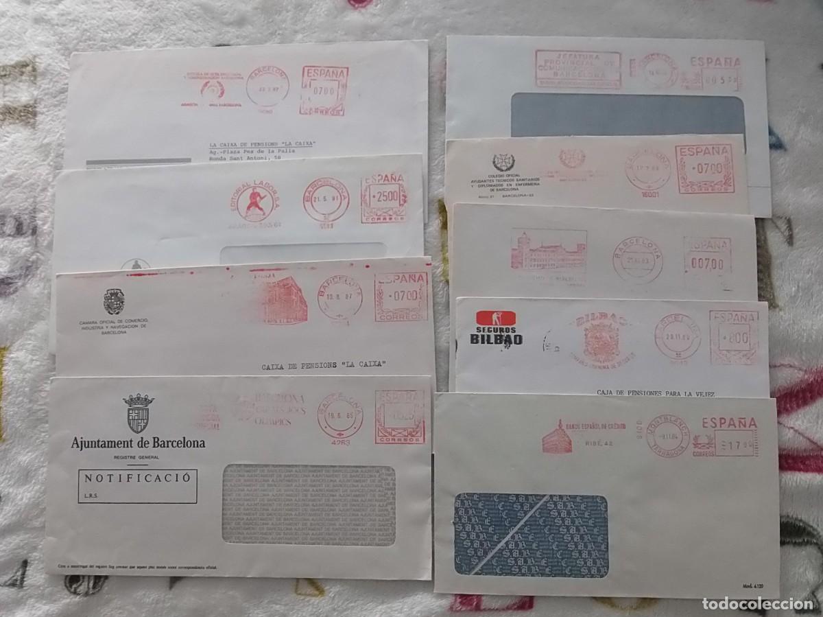 Stamps: RODILLO M&Aacute;QUINA FRANQUEAR - IMPRONTA PUBLICITARIA - LOTE 9 SOBRES DIFERENTES.