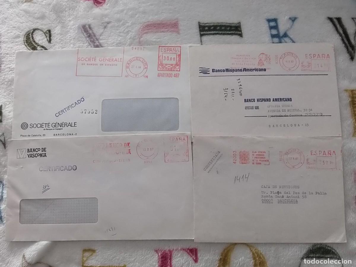 Selos: RODILLO M&Aacute;QUINA FRANQUEAR - IMPRONTA PUBLICITARIA - LOTE 4 SOBRES CERTIFICADOS.