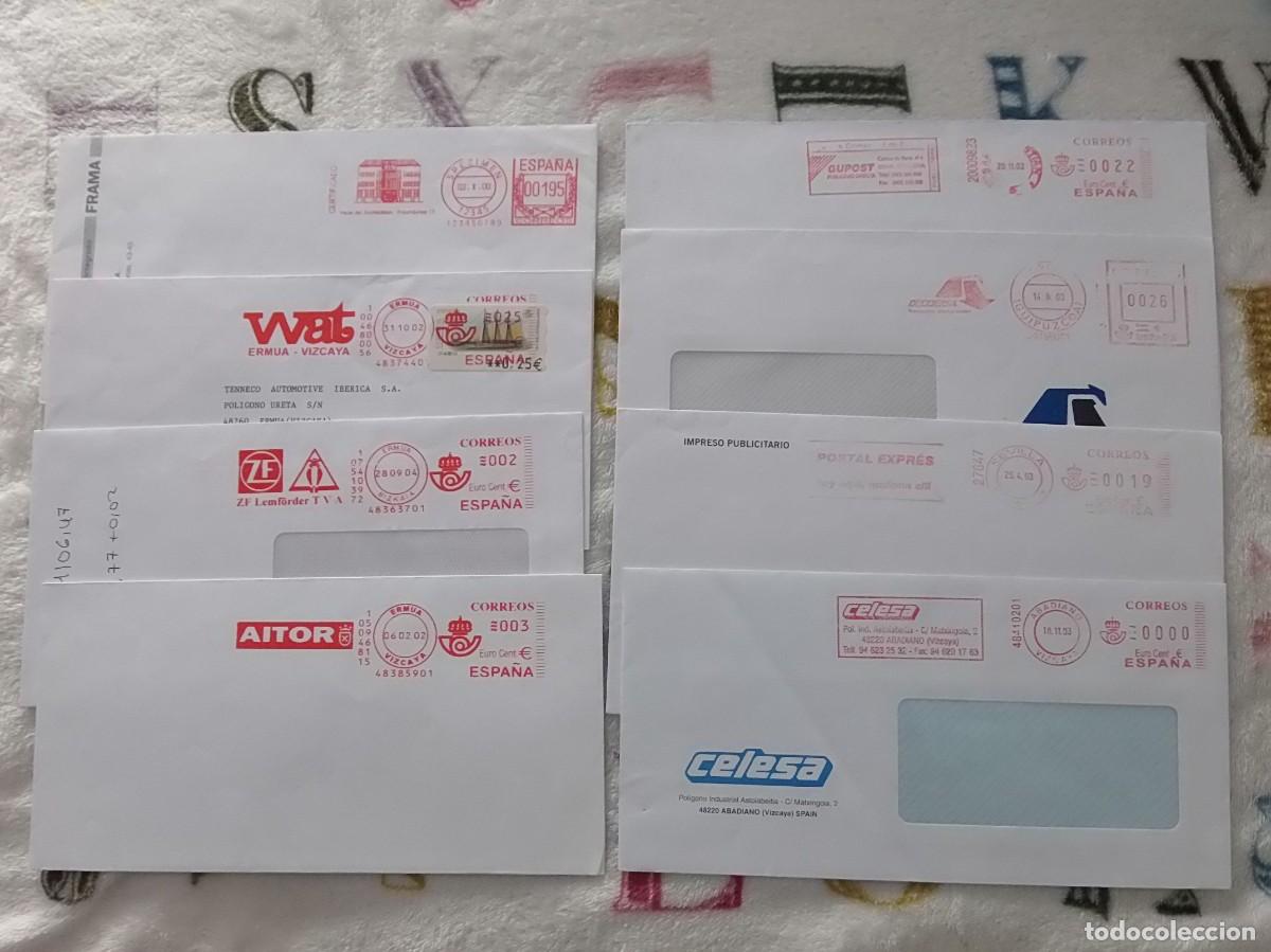 Stamps: RODILLO M&Aacute;QUINA FRANQUEAR - IMPRONTA PUBLICITARIA - LOTE 8 SOBRES.